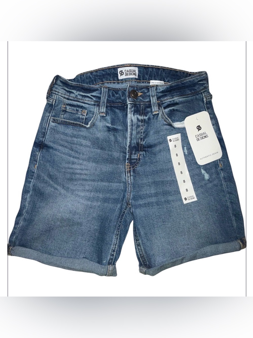 Casual Designs Blue Denim Bermuda Shorts size 8